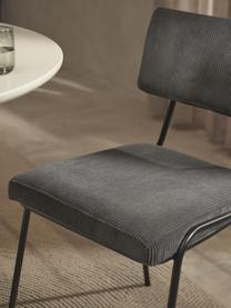 Corduroy gestoffeerde stoelen Mats, 2 stuks, Poten: gepoedercoat metaalkleuri, Corduroy antraciet, B 50 x H 80 cm