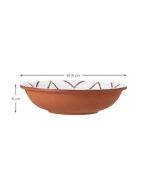 Kom Bean van terracotta Ø 30 cm, binnenzijde patroon/buitenzijde terracotta, Terracotta, gecoat, Wit, terracottakleurig, Ø 31 x H 8 cm