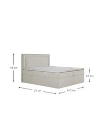 Sametová boxspring postel s úložným prostorem premium Annecy, Béžová, 140 x 200 cm, stupeň tvrdosti H3