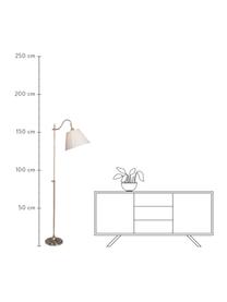 Vloerlamp Charleston met antieke afwerking, Lampenkap: textiel, Lampvoet: gecoat metaal, Beige, koperkleurig, 50 x 167 cm