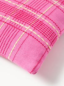 Copricuscino in cotone a quadri con ricamo Orla, 100% cotone, Rosa, Larg. 45 x Lung. 45 cm