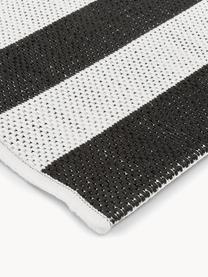 Gestreepte in- & outdoor loper Axa, Bovenzijde: 100% wol, Onderzijde: 100% katoen Bij wollen vl, Off White, zwart, B 80 x L 250 cm