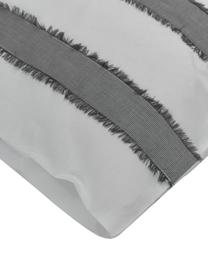 Poszewka na poduszkę z perkalu z frędzlami Raja, 2 szt., Biały, ciemny szary, S 40 x D 80 cm