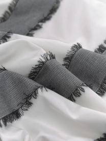 Baumwollperkal-Kopfkissenbezüge Raja in Grau/Weiß mit Fransen, 2 Stück, Webart: Perkal Fadendichte 205 TC, Weiß, Dunkelgrau, B 40 x L 80 cm