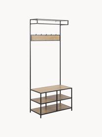 Szafa z metalu Seaford, Stelaż: metal malowany proszkowo, O wyglądzie drewna naturalnego, czarny, S 77 x W 185 cm