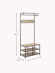 Armario de metal Seaford, Estantes: tablero de fibras de dens, Estructura: metal con pintura en polv, Beige en aspecto madera, negro, An 77 x Al 185 cm