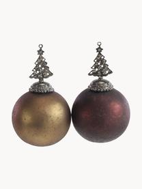 Set de bolas de Navidad Tree, 2 uds., Marrón, bronceado, plateado, Ø 8 x Al 13 cm