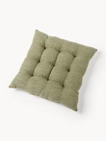 Coussin de chaise en coton Sasha, Vert olive, larg. 40 x long. 40 cm