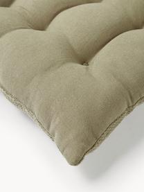 Coussin de chaise en coton Sasha, Vert olive, larg. 40 x long. 40 cm