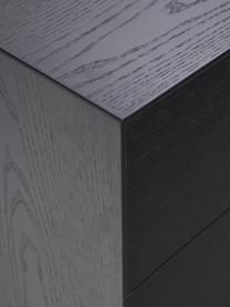 Nachtkastje Noel van essenhoutfineer in zwart, Vezelplaat met gemiddelde dichtheid (MDF) met essenfineer, Hout, zwart gelakt, B 45 cm x H 50 cm