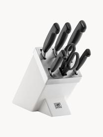 Set portacoltelli autoaffilante con 5 coltelli e 1 forbice Vier Sterne, Manico: plastica, Bianco, nero, Set in varie misure