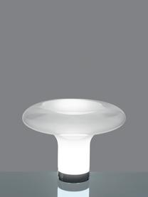 Lampe à poser soufflée bouche Lesbo, Verre, soufflé bouche, Blanc, argenté, Ø 52 x haut. 37 cm