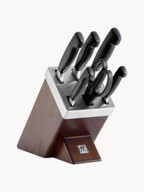 Set coltelli con ceppo autoaffilante in legno di frassino Four Star 7 pz, Manico: plastica, Marrone scuro, argentato, nero, Set in varie misure