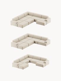 Divano angolare XL Melva, Rivestimento: 100% poliestere Con 45.00, Struttura: legno massiccio di pino e, Piedini: plastica Questo prodotto , Tessuto beige chiaro, Larg. 339 x Prof. 339 cm