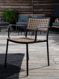 Sedia da giardino in rattan artificiale Paola, Struttura: metallo verniciato a polv, Nero, beige, Larg. 56 x Prof. 59 cm