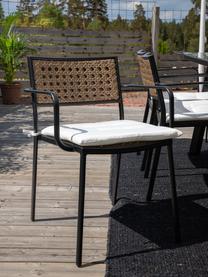 Sedia da giardino in rattan artificiale Paola, Struttura: metallo verniciato a polv, Nero, beige, Larg. 56 x Prof. 59 cm