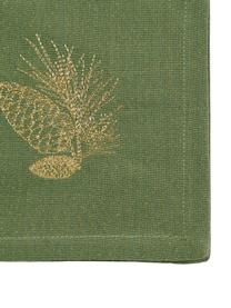 Servilletas de tela Epicea, 2 uds., Algodón con tejido lúrex, Verde, dorado, An 40 x L 40 cm
