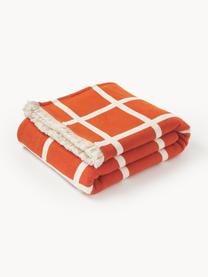 Plaid à carreaux avec franges Edison, 100 % coton

Le matériau est certifié STANDARD 100 OEKO-TEX®, 5726CIT, CITEVE, Orange, blanc crème, larg. 130 x long. 170 cm