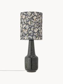 Grande lampe à poser à motif floral Olefine, Nuances de vert et de noir, Ø 23 x haut. 62 cm