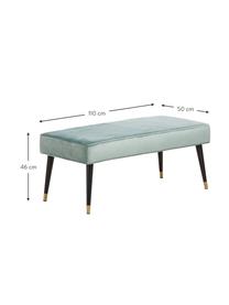 Banco de terciopelo Beverly, Tapizado: terciopelo (poliéster) 50, Estructura: madera de eucalipto, Patas: metal con pintura en polv, Turquesa, An 110 x Al 46 cm