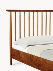 Lit en bois de pin avec tête de lit Windsor, Bois de pin massif, certifié FSC, Bois de pin foncé, larg. 140 x long. 200 cm