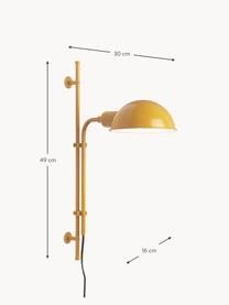 Wandleuchte Funiculí mit Stecker und verstellbarem Lampenschirm, Lampenschirm: Aluminium, beschichtet, Senfgelb, glänzend, T 30 x H 49 cm