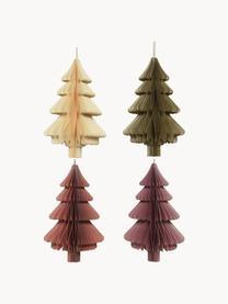 Décorations de sapin de Noël Foresto, 4 élém., Papier, Beige, vert, brun, Ø 9 x haut. 15 cm