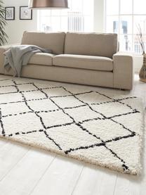 Načechraný koberec s vysokým vlasem Hash, Krémová, černá