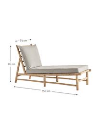 Bain de soleil en bambou avec matelas rembourré Bamslow, Gris, brun, larg. 150 x prof. 55 cm