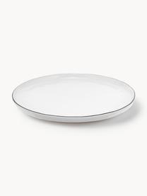 Ručne vyrobený raňajkový tanier z porcelánu Salt, 4 ks, Porcelán, Biela, Ø 22 cm