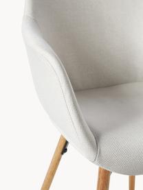 Armlehnstuhl Fiji mit schmaler Sitzschale, Bezug: Polyester Der hochwertige, Beine: Massives Eichenholz Das i, Webstoff Off White, B 59 x T 55 cm
