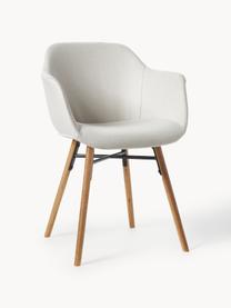 Armlehnstuhl Fiji mit schmaler Sitzschale, Bezug: 100 % Polyester Der hochw, Beine: Eichenholz Das in diesem , Webstoff Off White, Eichenholz, B 59 x T 55 cm