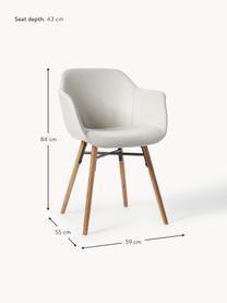 Armlehnstuhl Fiji mit schmaler Sitzschale, Bezug: 100 % Polyester Der hochw, Beine: Eichenholz Das in diesem , Webstoff Off White, Eichenholz, B 59 x T 55 cm