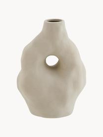 Vase Organic mit unregelmäßiger Oberfläche, Steingut, Beige, matt, B 17 x H 22 cm