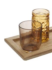 Windlicht-Set Wessel aus Glas, 10er-Set, Tablett: Paulowniaholz, Brauntöne, Paulowniaholz, B 56 x H 10 cm