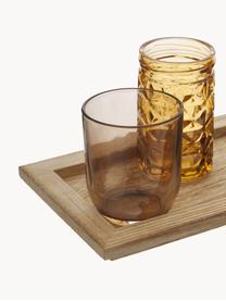 Windlicht-Set Wessel aus Glas, 10er-Set, Tablett: Paulowniaholz, Brauntöne, transparent, Helles Holz, B 56 x H 10 cm