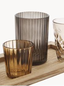 Windlicht-Set Wessel aus Glas, 10er-Set, Tablett: Paulowniaholz, Brauntöne, transparent, Helles Holz, B 56 x H 10 cm