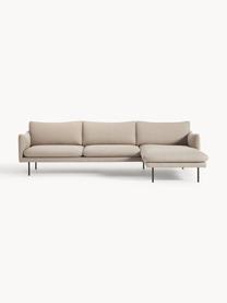 Ecksofa Moby, Bezug: Polyester Der hochwertige, Gestell: Massives Kiefernholz, Bir, Füße: Metall, pulverbeschichtet, Webstoff Beige, B 280 x T 160 cm, Eckteil links