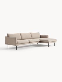 Ecksofa Moby, Bezug: Polyester Der hochwertige, Gestell: Massives Kiefernholz, Bir, Füße: Metall, pulverbeschichtet, Webstoff Beige, B 280 x T 160 cm, Eckteil links