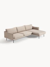 Ecksofa Moby, Bezug: Polyester Der hochwertige, Gestell: Massives Kiefernholz, Bir, Füße: Metall, pulverbeschichtet, Webstoff Beige, B 280 x T 160 cm, Eckteil links