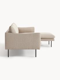 Ecksofa Moby, Bezug: Polyester Der hochwertige, Gestell: Massives Kiefernholz, Bir, Füße: Metall, pulverbeschichtet, Webstoff Beige, B 280 x T 160 cm, Eckteil links