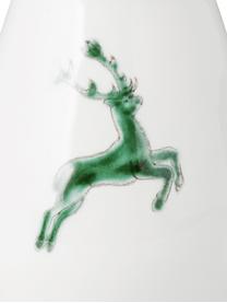 Handbeschilderde zoutstrooier Gourmet Green Deer, Keramiek, Groen, wit, H: 9 cm