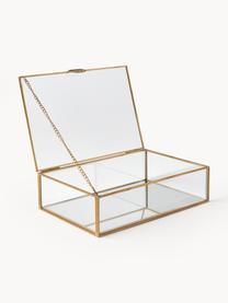 Skladovací box ze skla Lirio, Transparentní, zlatá, Š 20 cm, H 14 cm