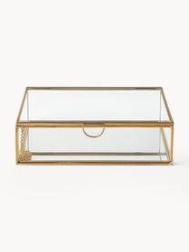 Aufbewahrungsbox Lirio aus Glas, Rahmen: Metall, beschichtet, Transparent, Goldfarben, B 20 x T 14 cm
