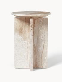 Okrúhly odkladací stolík z travertínu Marisa, Béžová, travertín, Ø 35 x V 50 cm
