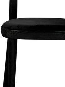 Chaise en bois assise rembourrée en velours Brandon, Noir, larg. 46 x prof. 45 cm