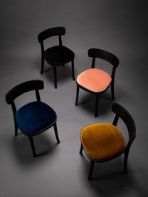 Krzesło z drewna z aksamitnym siedziskiem Brandon, Tapicerka: 100% aksamit poliestrowy , Czarny, S 46 x G 45 cm