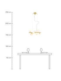 Grote hanglamp Molekyl van opaalglas, Baldakijn: gecoat metaal, Goudkleurig, wit, 58 x 26 cm