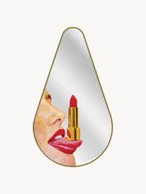 Designer Wandspiegel Tongue, Spiegelfläche: Spiegelglas, Rahmen: Mitteldichte Holzfaserpla, Gesicht mit Lippenstift, B 45 x H 81 cm