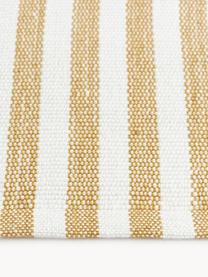 Handgewebter In- & Outdoor-Teppich Lyla, 100 % Polyester, GRS-zertifiziert, Weiß, Ocker, B 80 x L 150 cm (Größe XS)